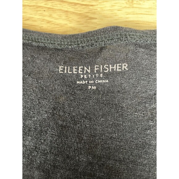 Eileen Fisher 100% Linen Top Sz PM Navy Blue Tunic Lagenlook Minimal Beaded - Picture 4 of 7